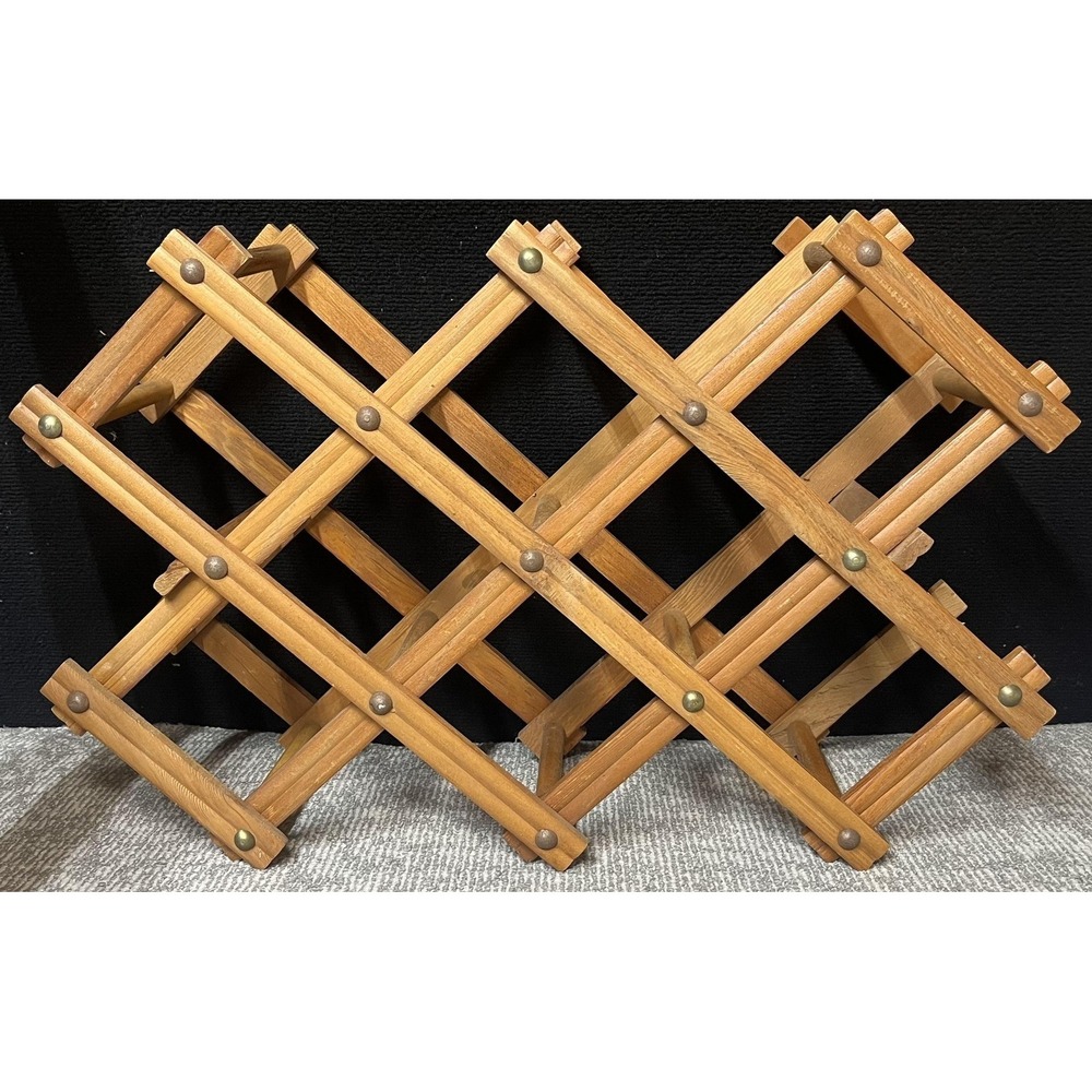 Wood Countertop Wine Rack 12 Bottle Expandable Folding Solid Brown‎ Cottagecore